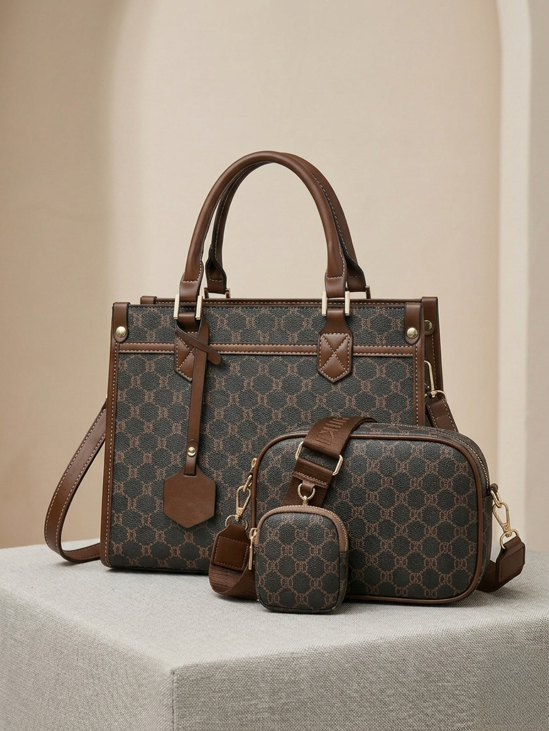 s.p. pearls Women Black, Brown Handbag