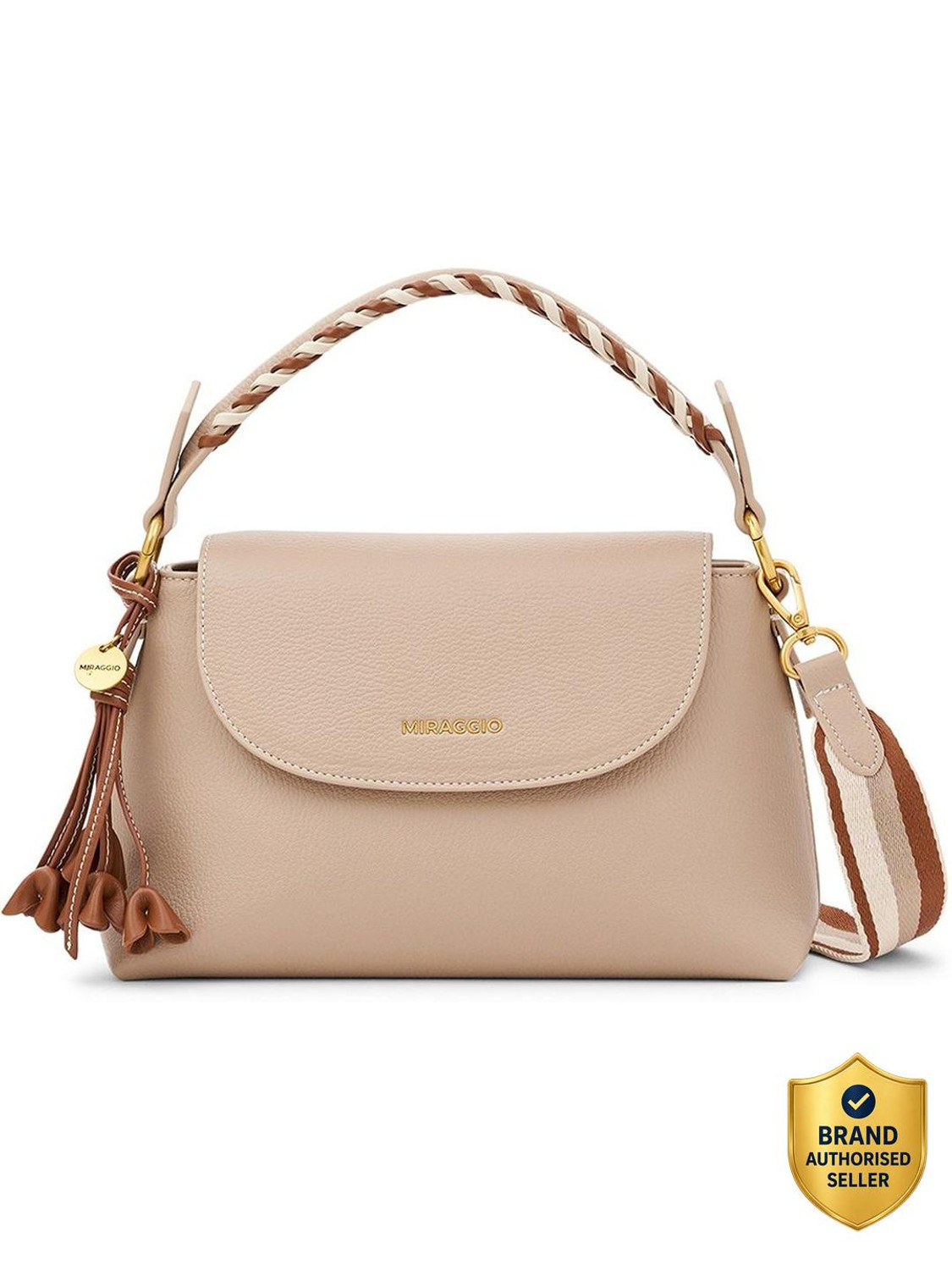 Image of Miraggio Women Tan Satchel