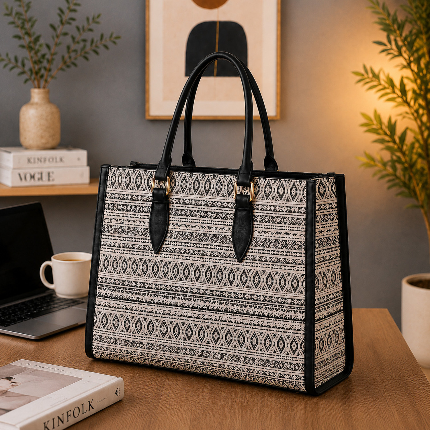 Image of trendzara Women Beige, Black Handbag
