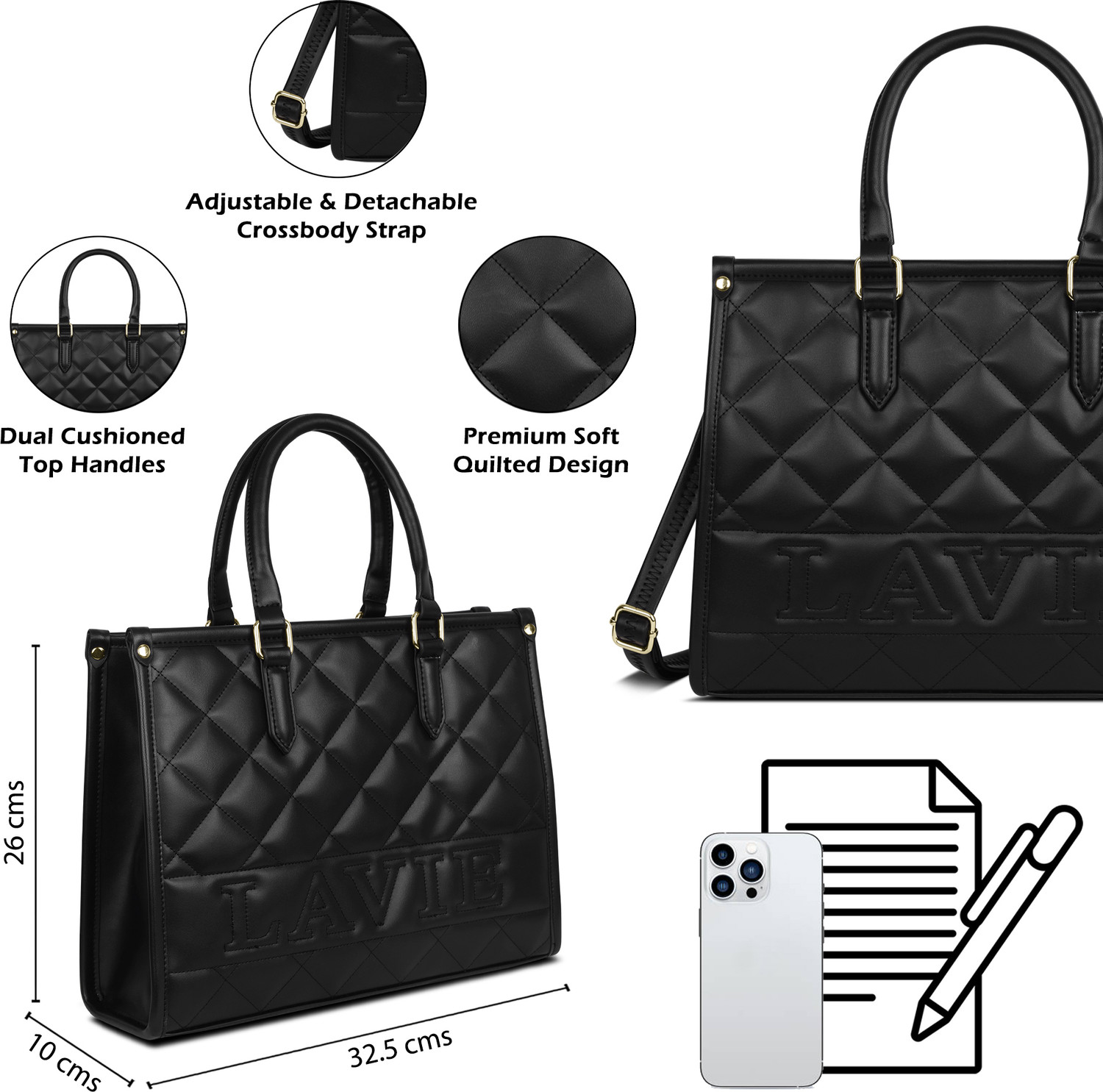Image of LAVIE Women Black Satchel
