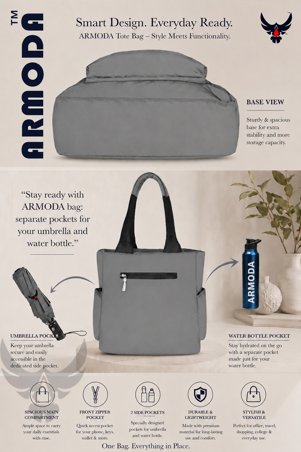 Image of ARMODA Women Grey Shoulder Bag