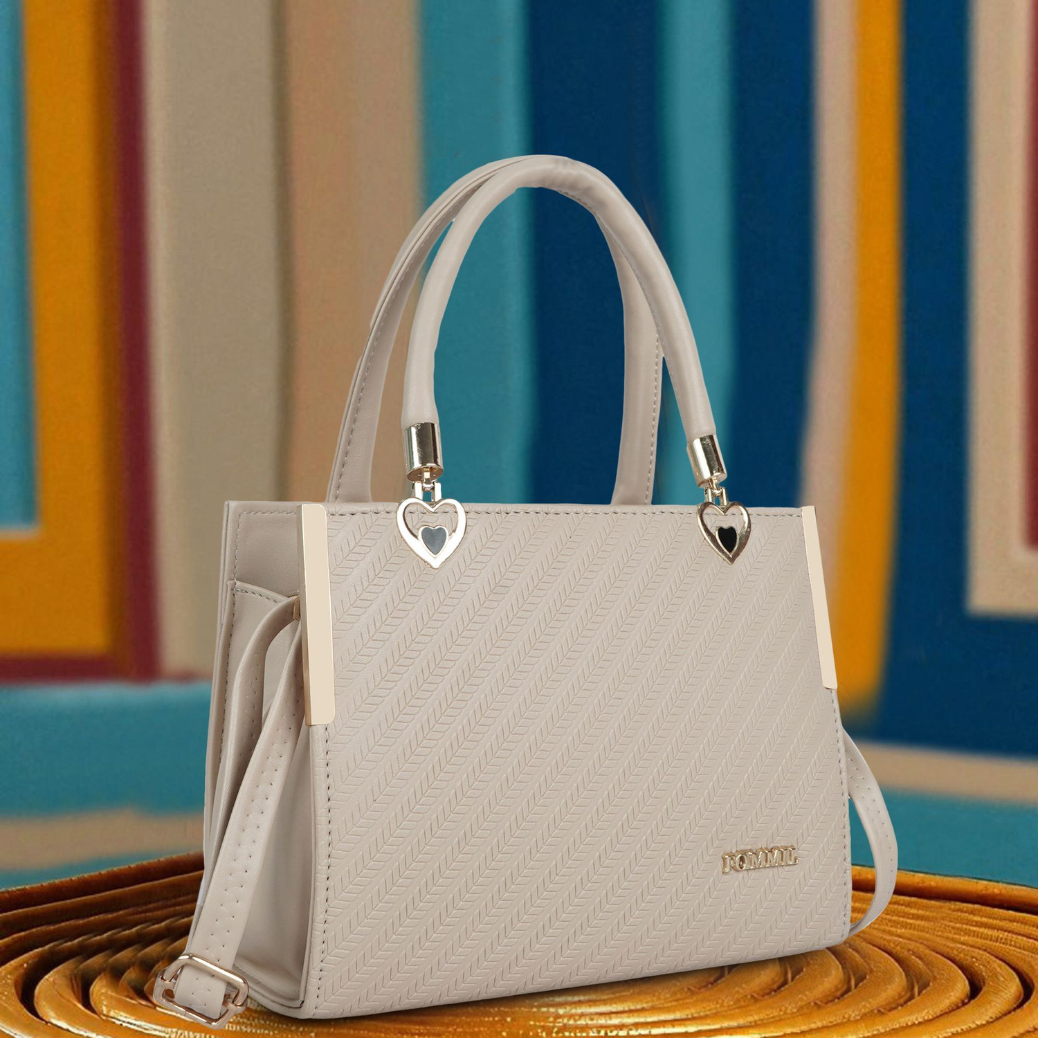 FOMMIL Women Beige Handbag