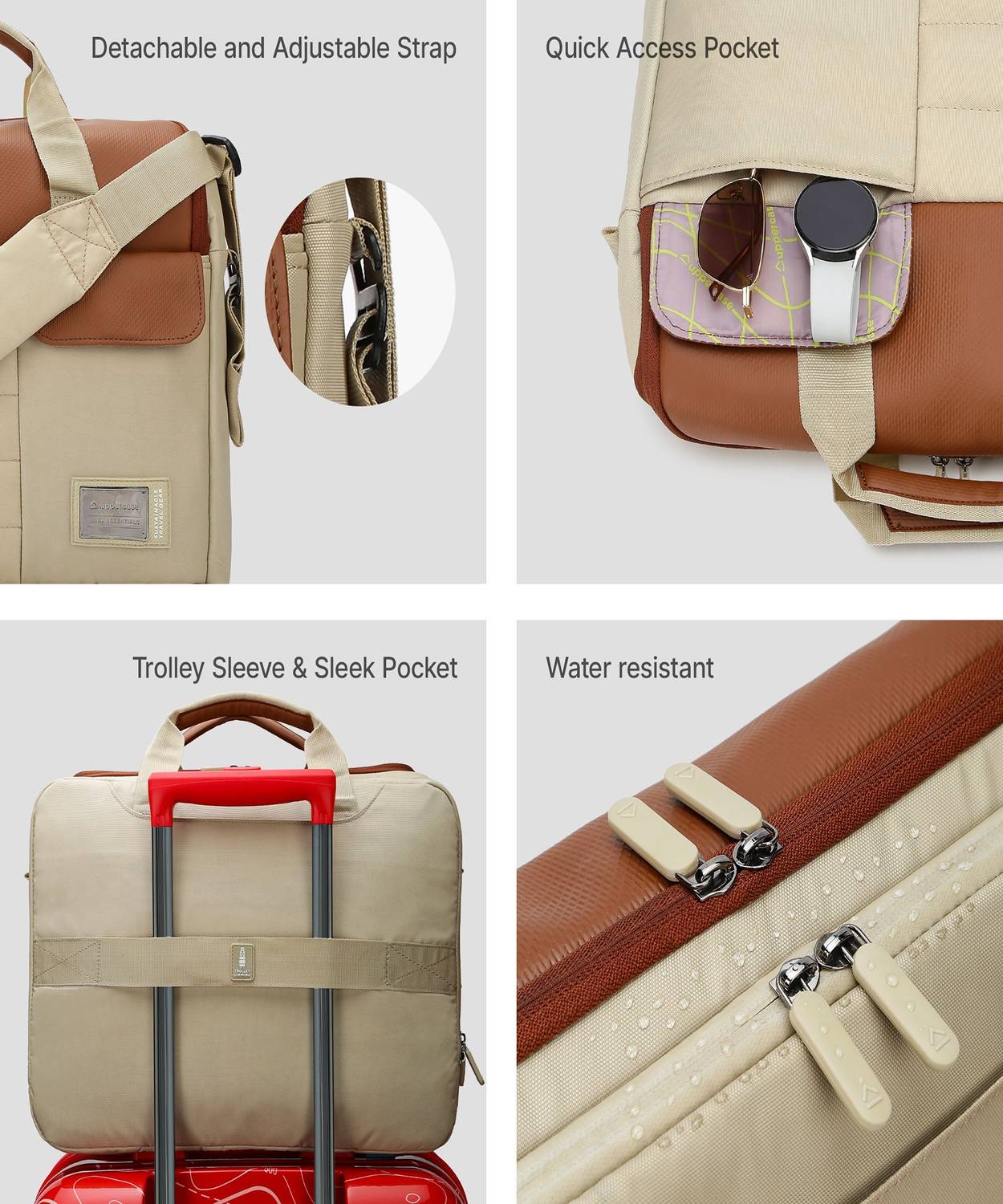 Uppercase Beige, Brown Messenger Bag - Image 3