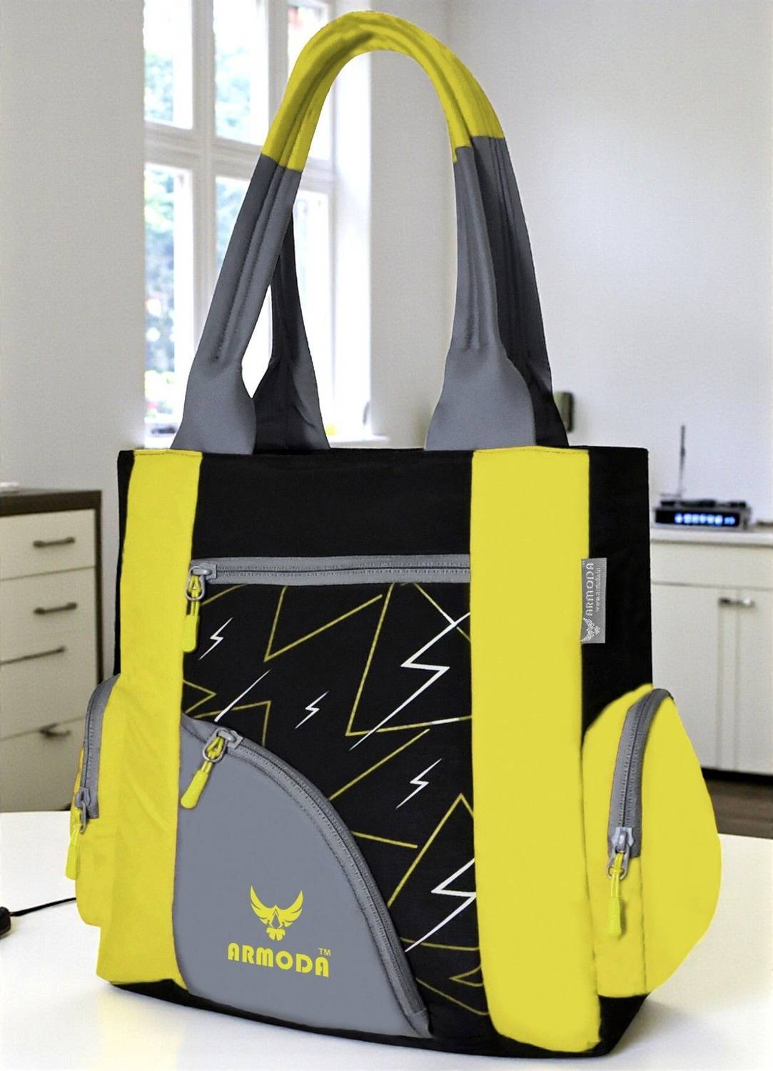 ARMODA Women Black, Yellow, Grey Shoulder Bag