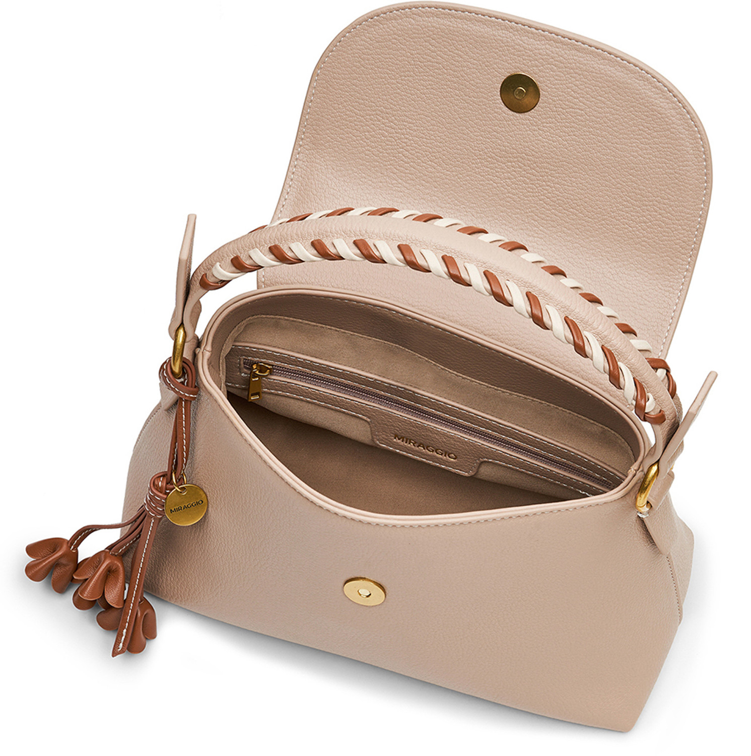 Image of Miraggio Women Tan Satchel
