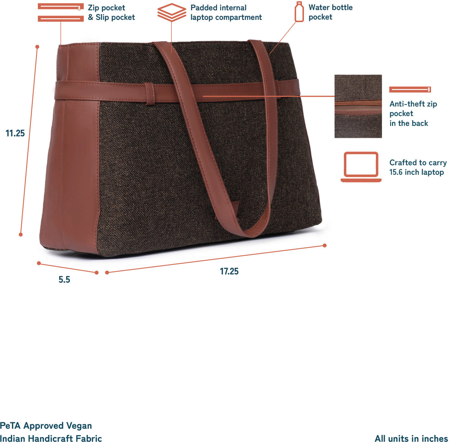 Image of ZOUK Women Brown Shoulder Bag