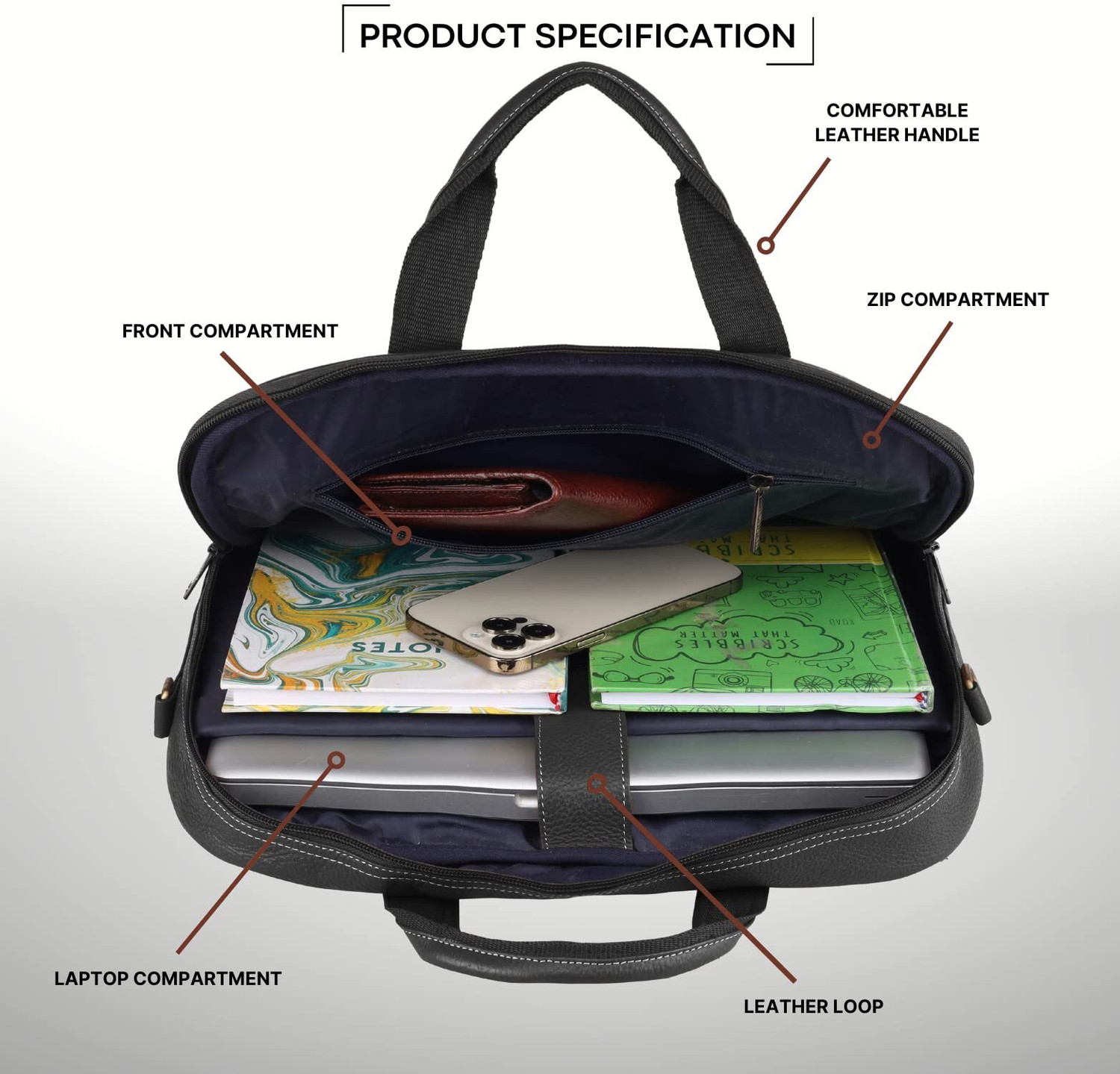 Image of WILDHORN Men Black Messenger Bag
