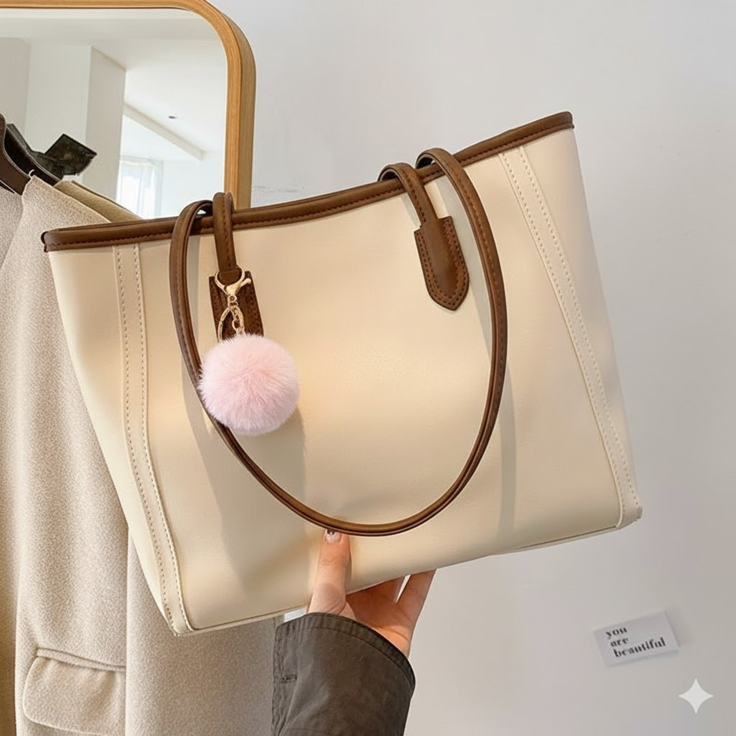 Image of Duniya Tan Tote HANDBAG AND SLING BAG FOR WOMEN AND GIRLS