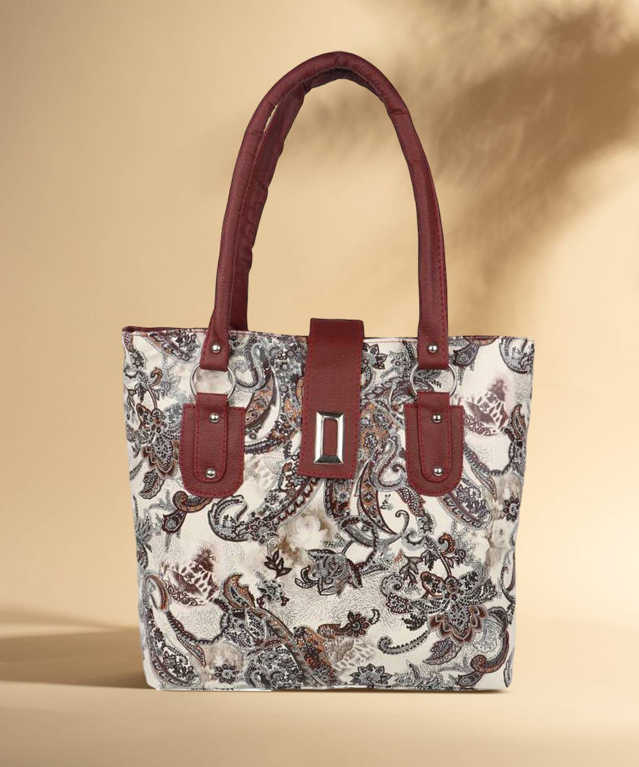 ACOME Women Beige, Maroon Hand-held Bag
