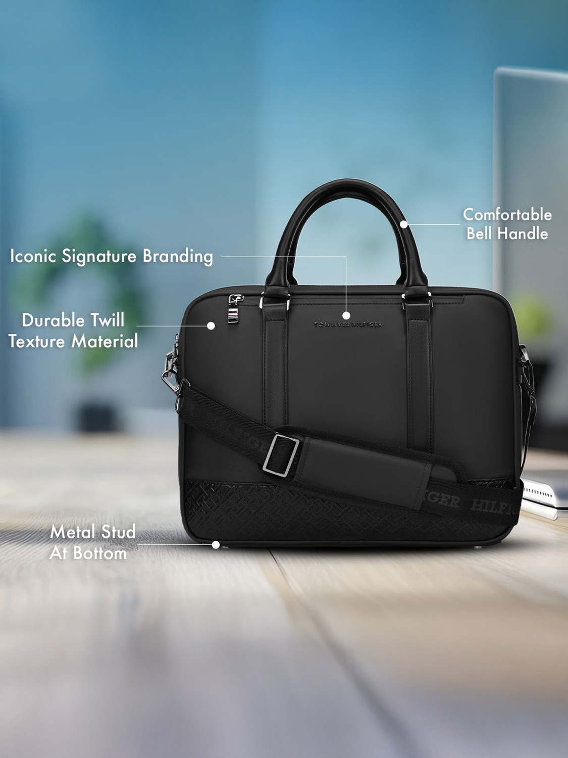 Image of TOMMY HILFIGER Men & Women Black Messenger Bag