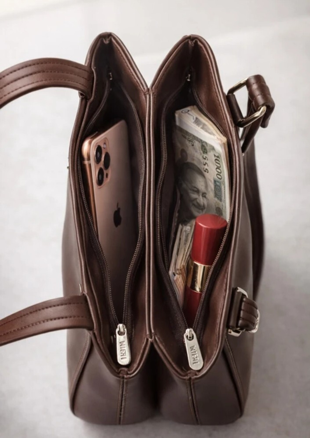 Image of GLAMZY Brown Hand-held Bag mini hand bag