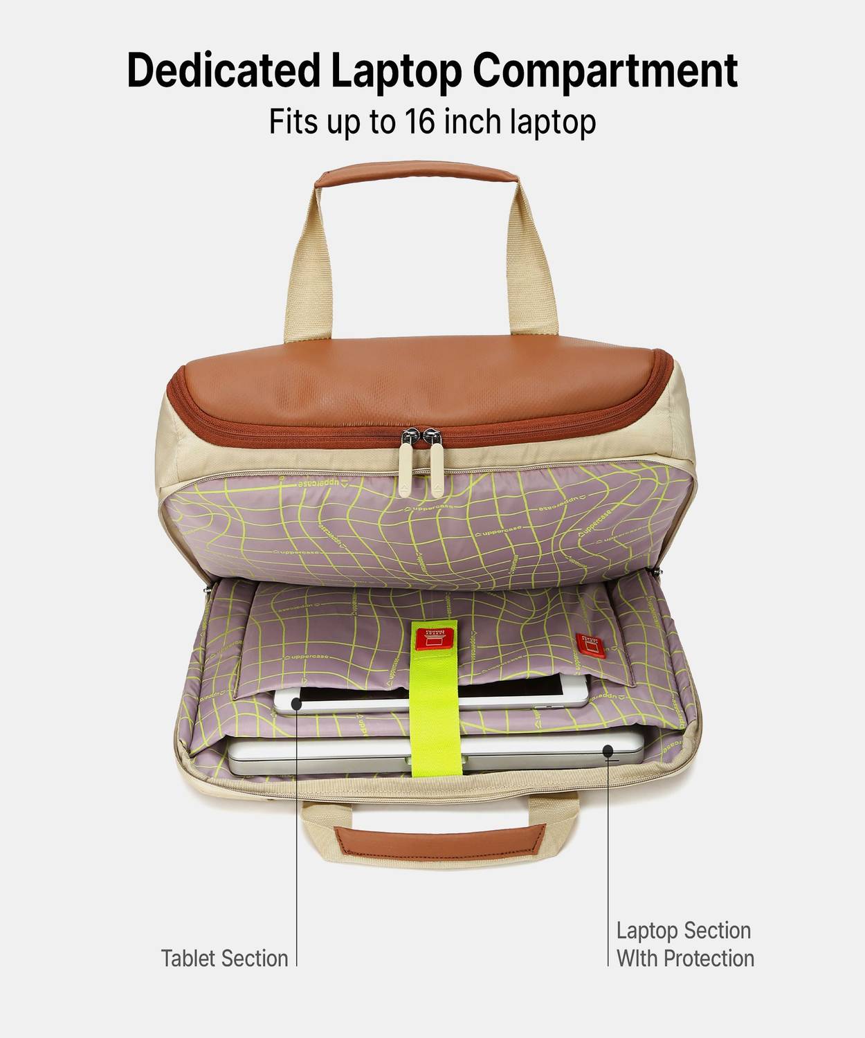 Uppercase Beige, Brown Messenger Bag - Image 4