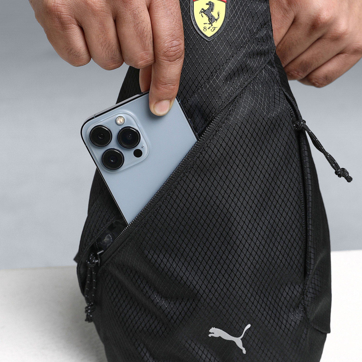 Image of PUMA Black Sling Bag Scuderia Ferrari Adjustable