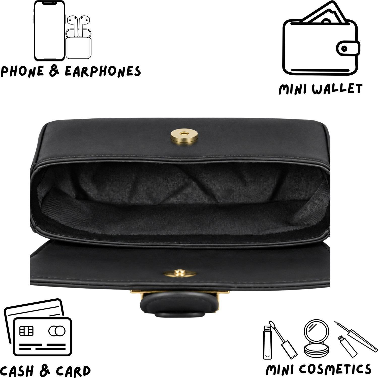 Image of santorini Black Sling Bag Side bag for women , Stylish bag