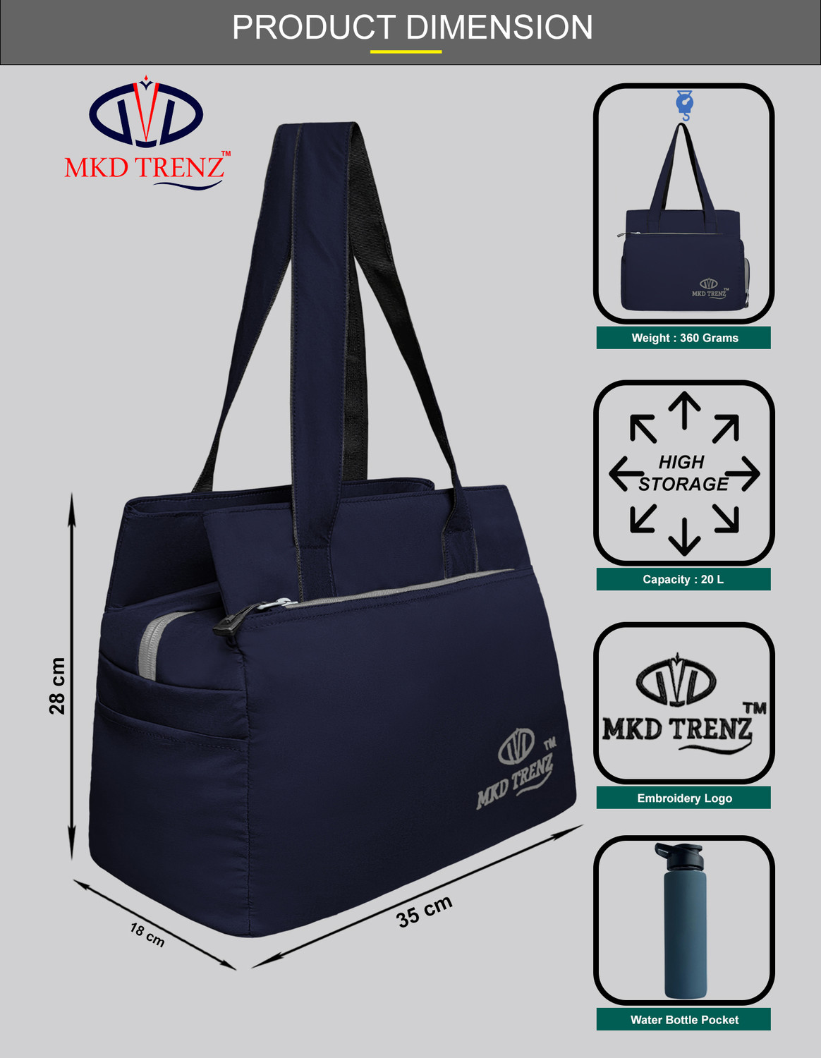 Image of MKD TRENZ Women Blue, Grey Shoulder Bag
