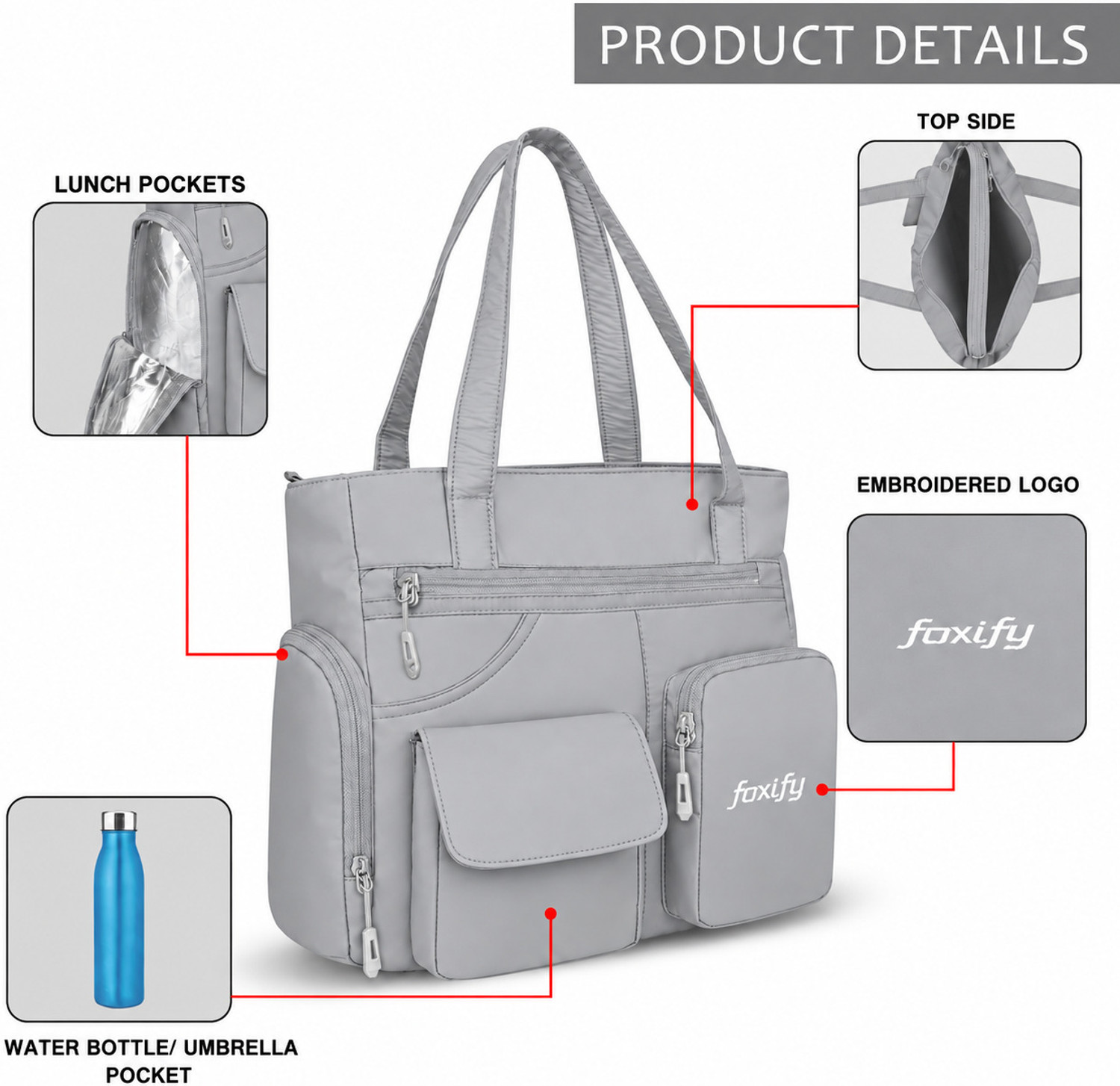 Image of FOXIFY Women Grey Shoulder Bag