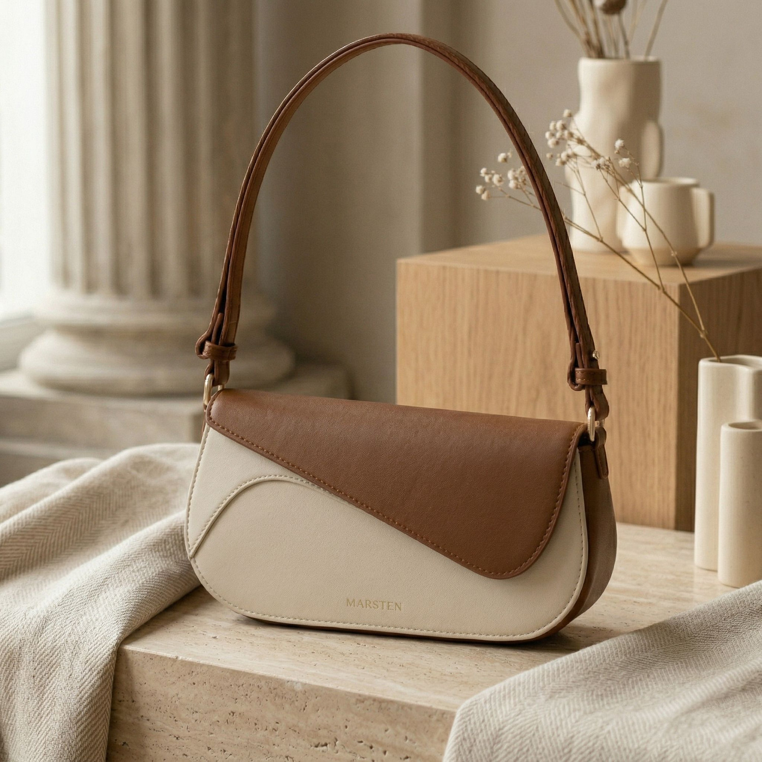 Image of MARSTEN Women Beige Shoulder Bag