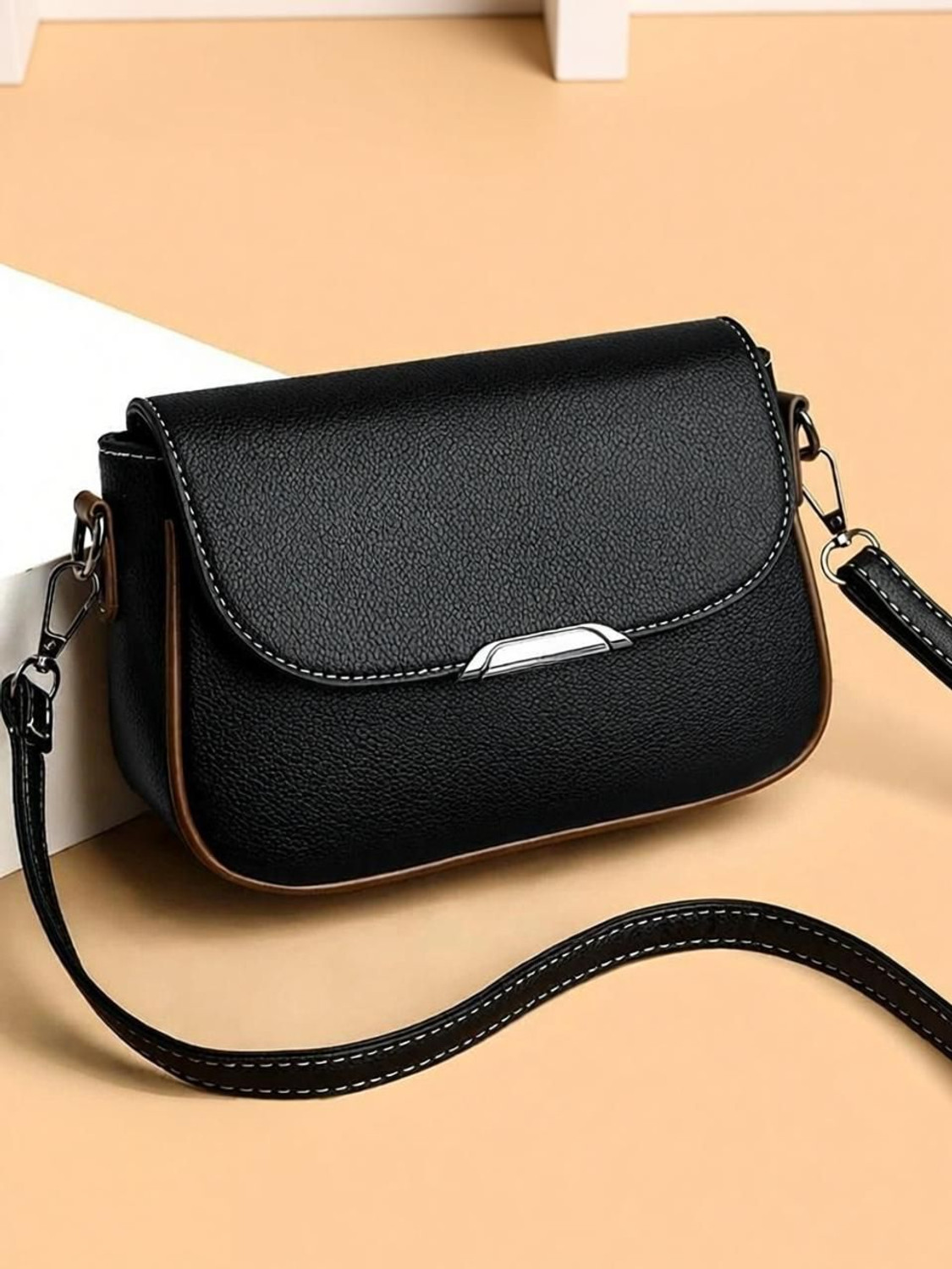 Image of MAJESTIC CRAFTING Women Black Messenger Bag
