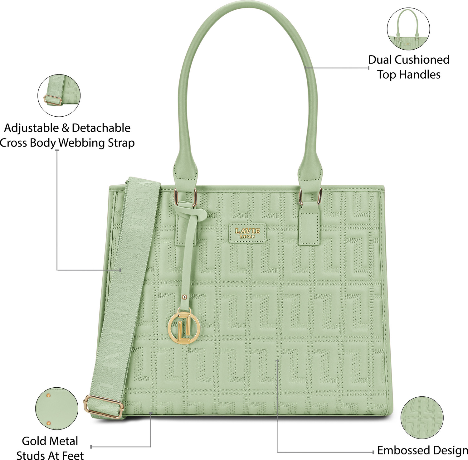 Image of Lavie Luxe Women Green Satchel