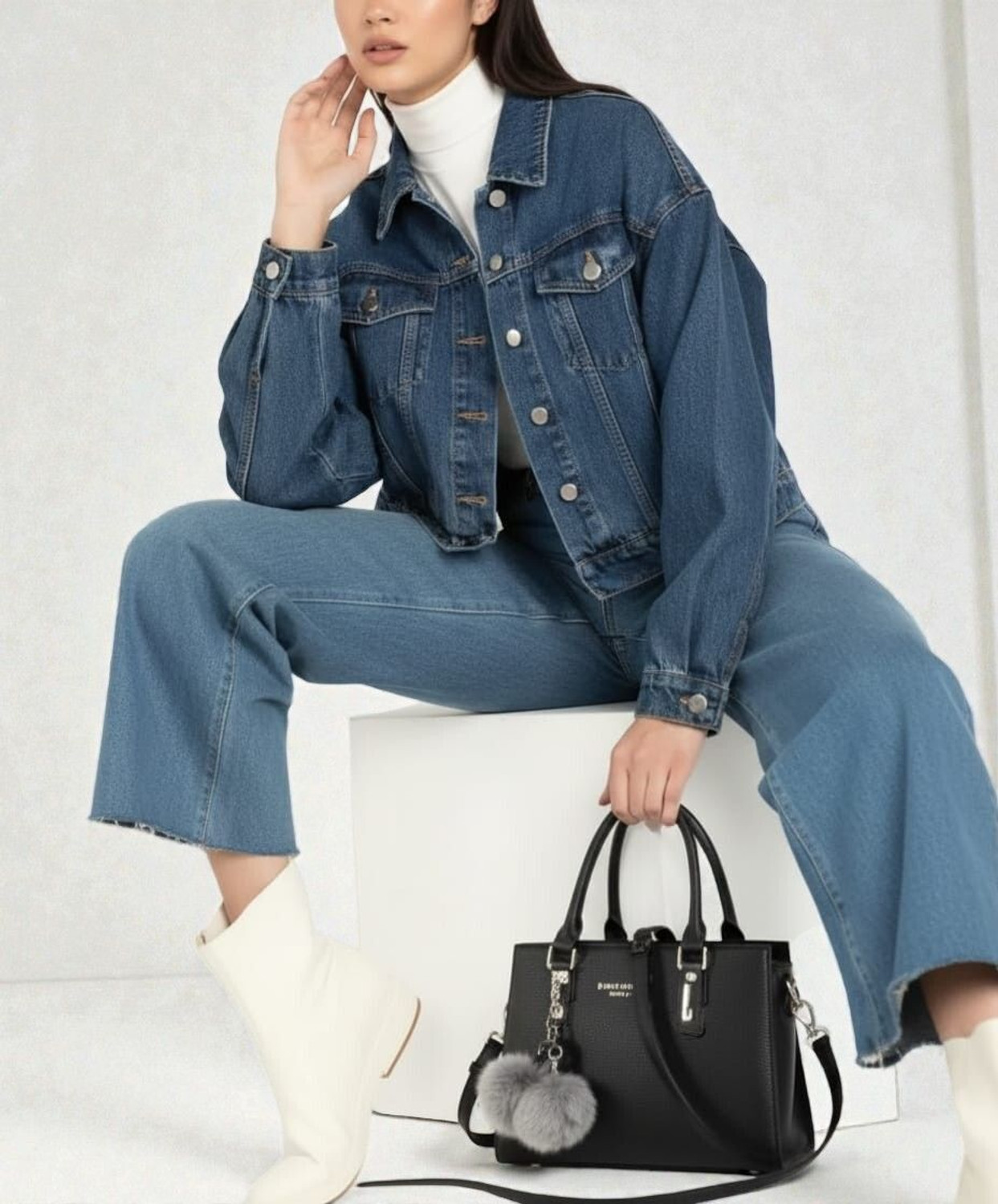 Image of KGN FASHION Black Tote Premium Grace Collection