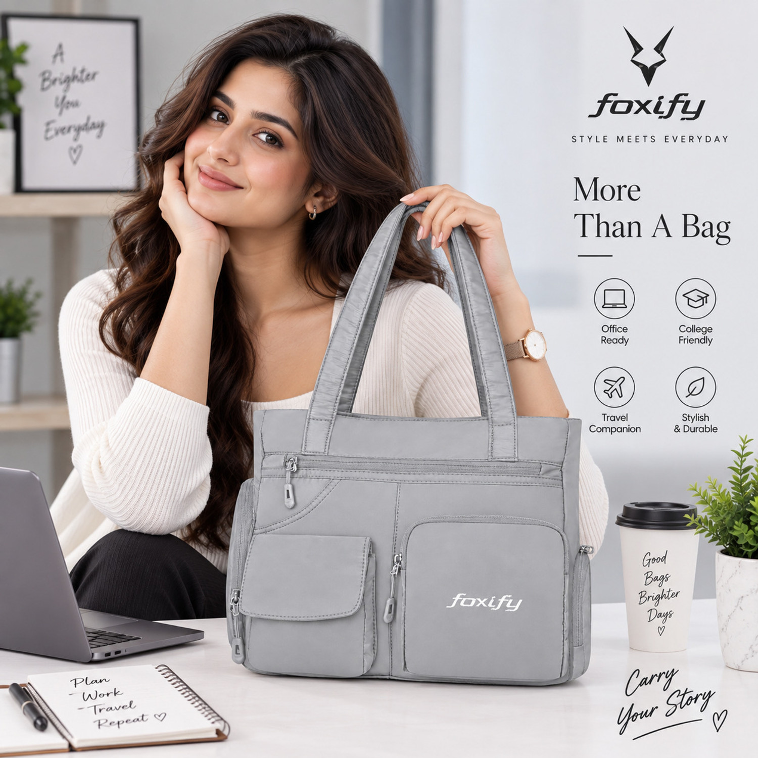 Image of FOXIFY Women Grey Shoulder Bag