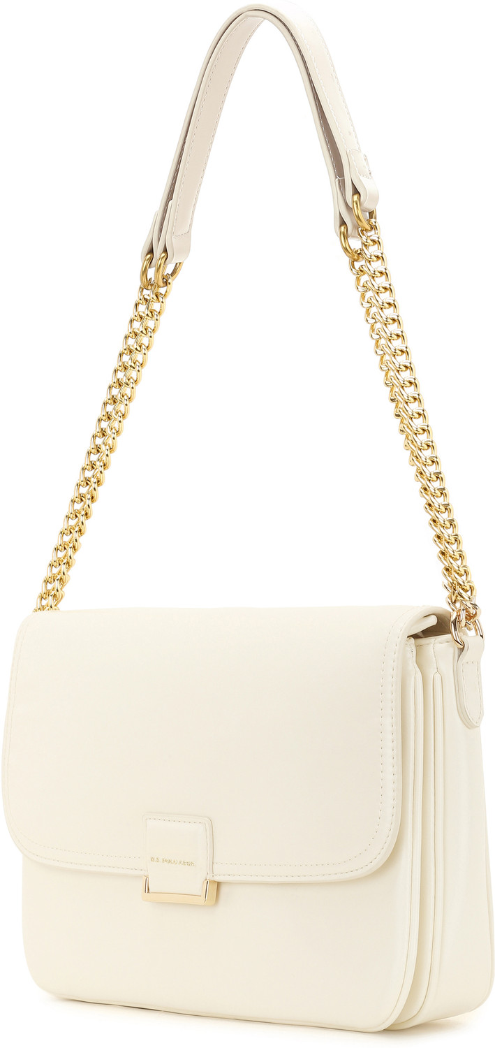 Image of U.S. POLO ASSN. White Women Shoulder Bag Blossom Solid White