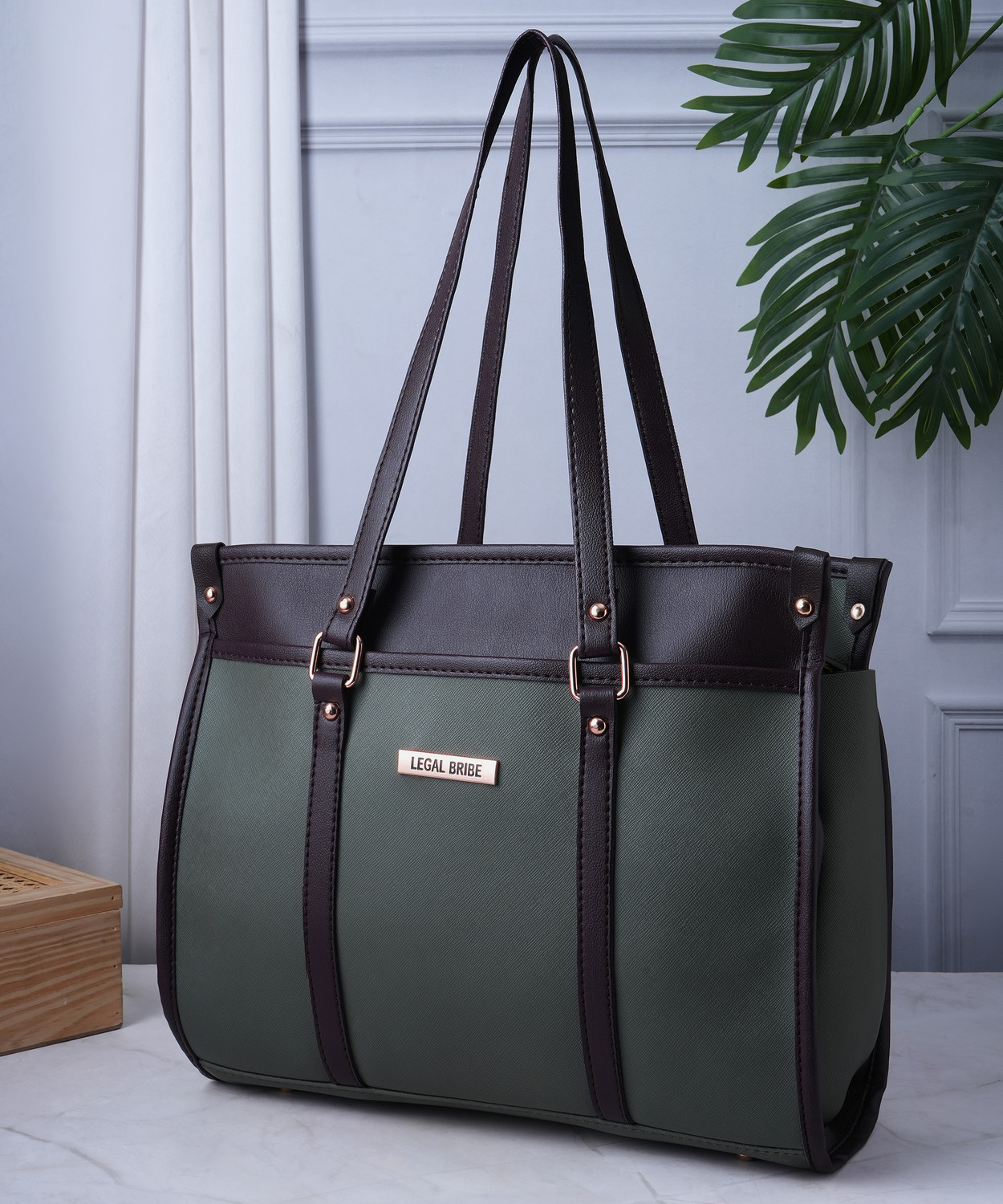 Image of LEGAL BRIBE Women Green Tote