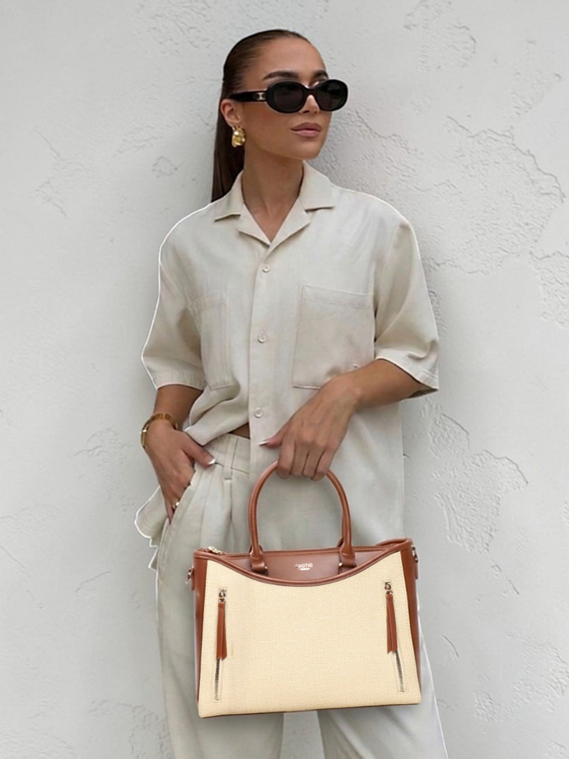 Image of Exotic Women Beige Messenger Bag