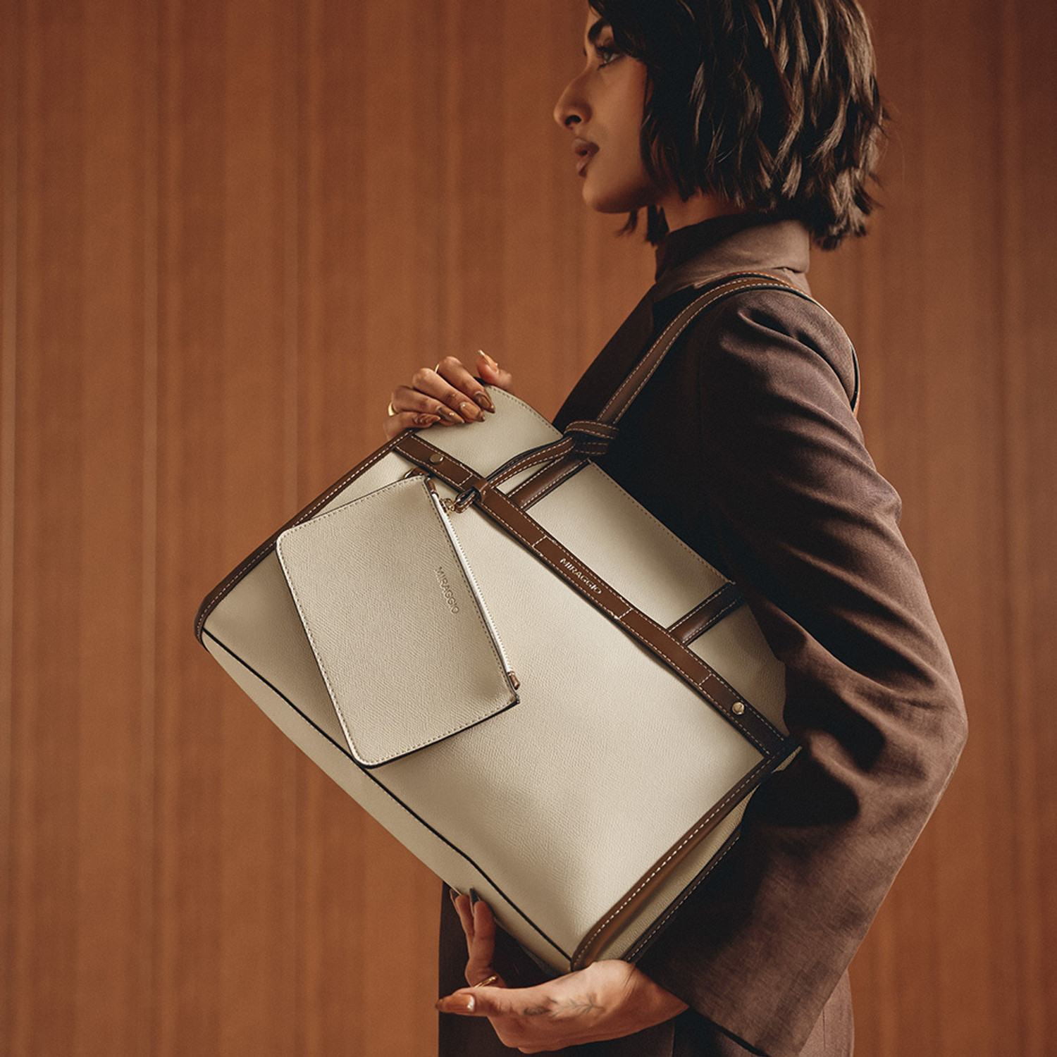 Image of Miraggio Women Brown Tote