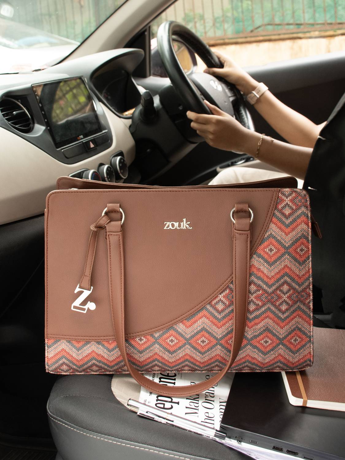 ZOUK Women Tan Tote - Image 2