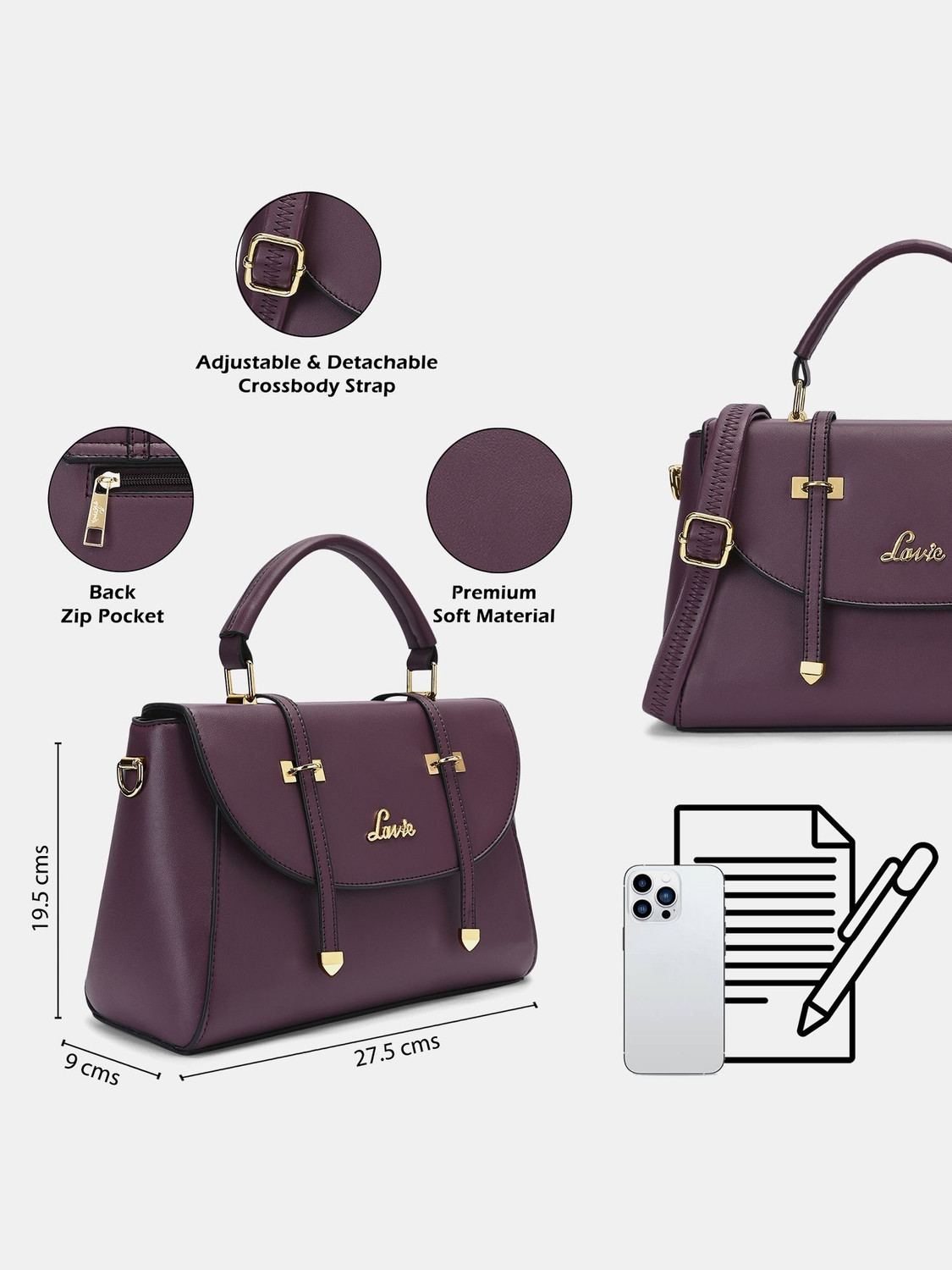 Image of LAVIE Women Maroon Satchel