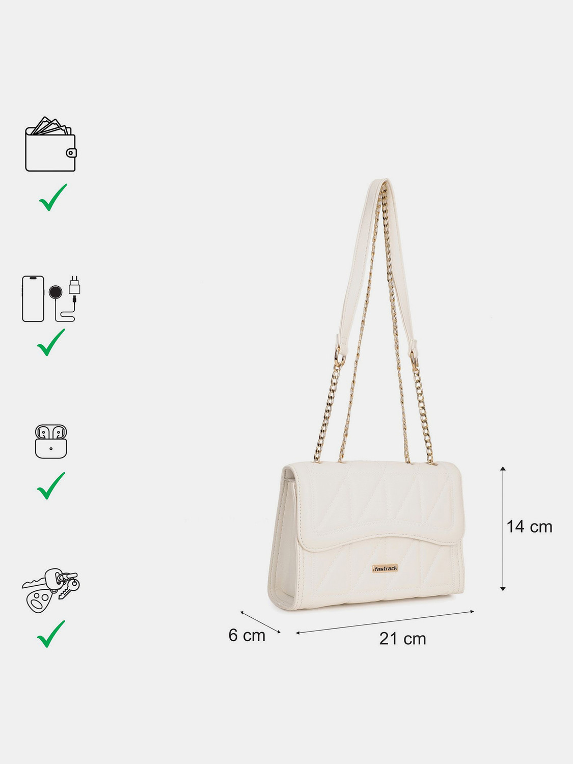 Image of Fastrack Women White Sling Bag