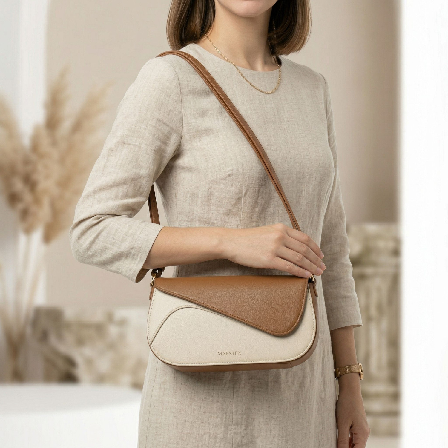 Image of MARSTEN Women Beige Shoulder Bag
