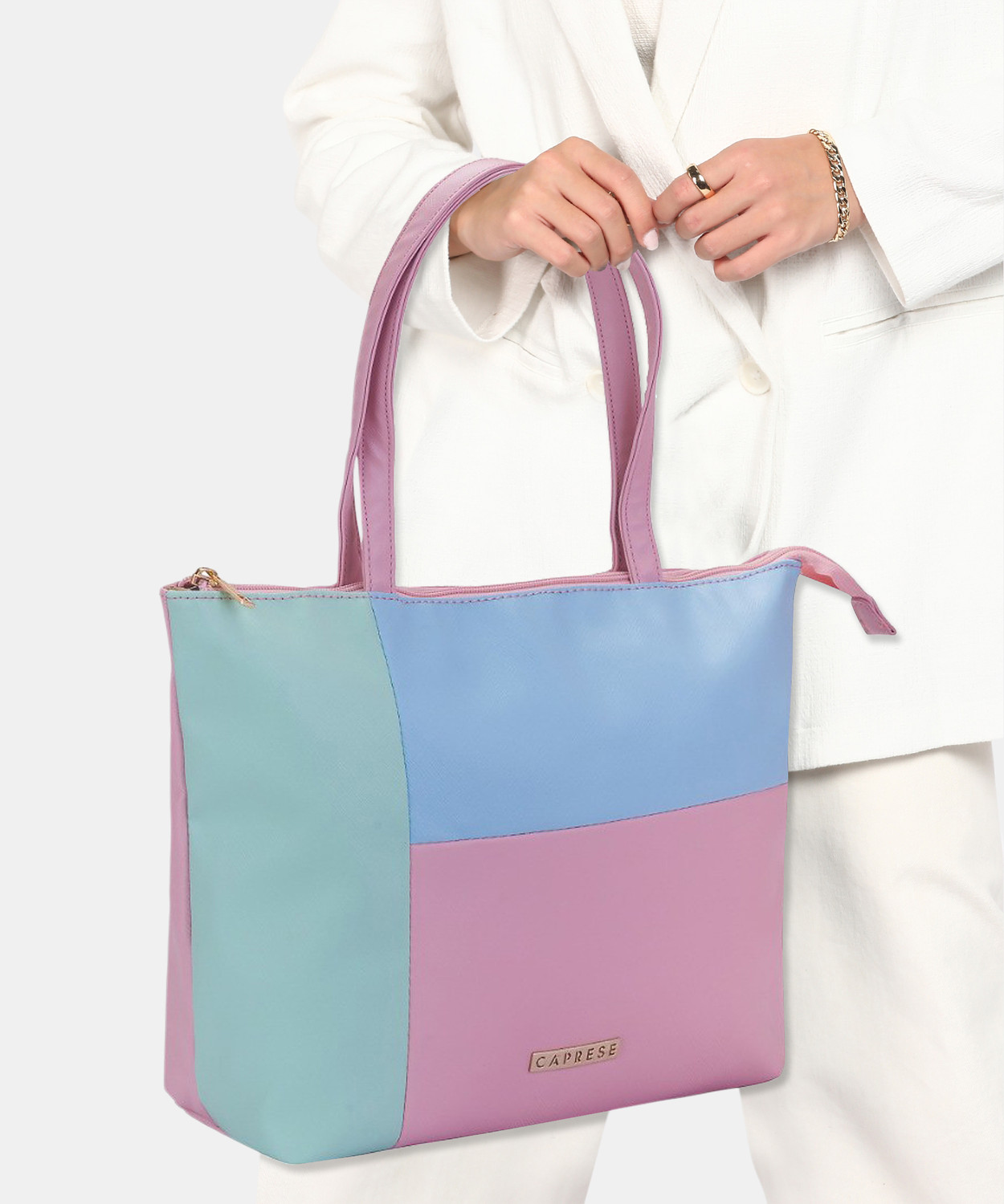 Image of Caprese Women Pink, Blue Tote - Extra Spacious