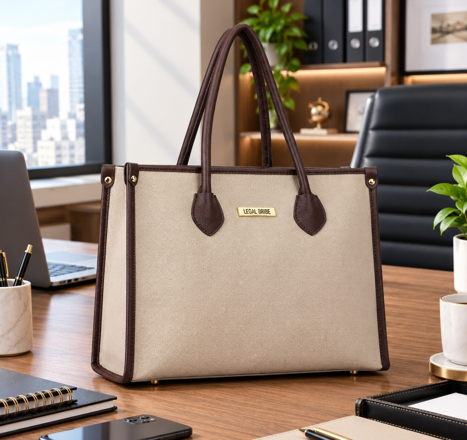 LEGAL BRIBE Women Beige Tote