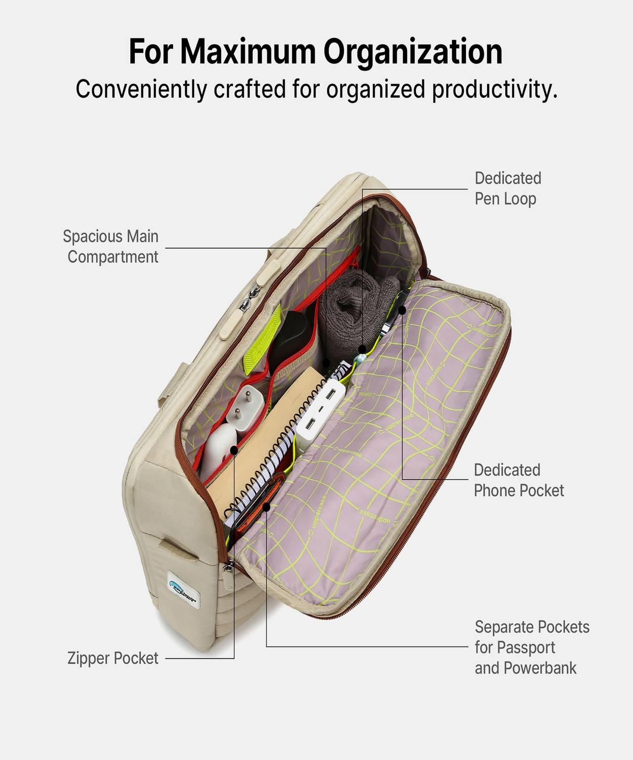 Uppercase Beige, Brown Messenger Bag - Image 5