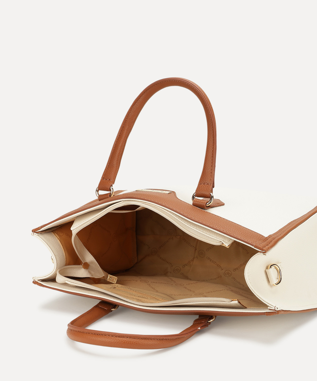 Image of Dressberry Women White, Tan Hand-held Bag