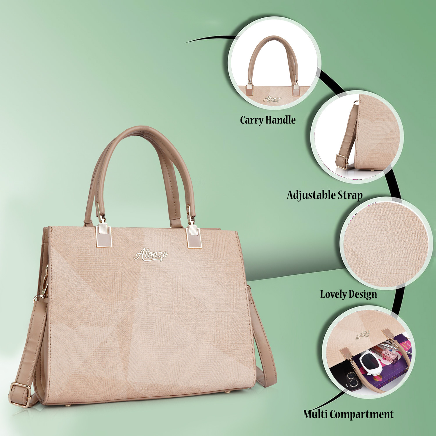 Image of ALONZO Women Beige Handbag