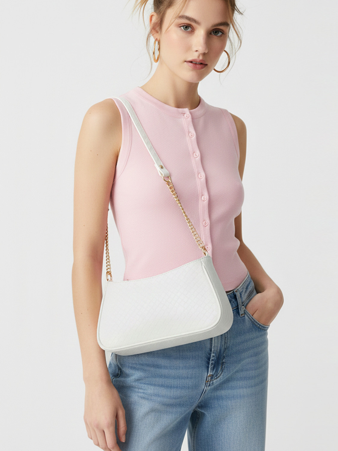 Image of Mast & Harbour Women White Shoulder Bag