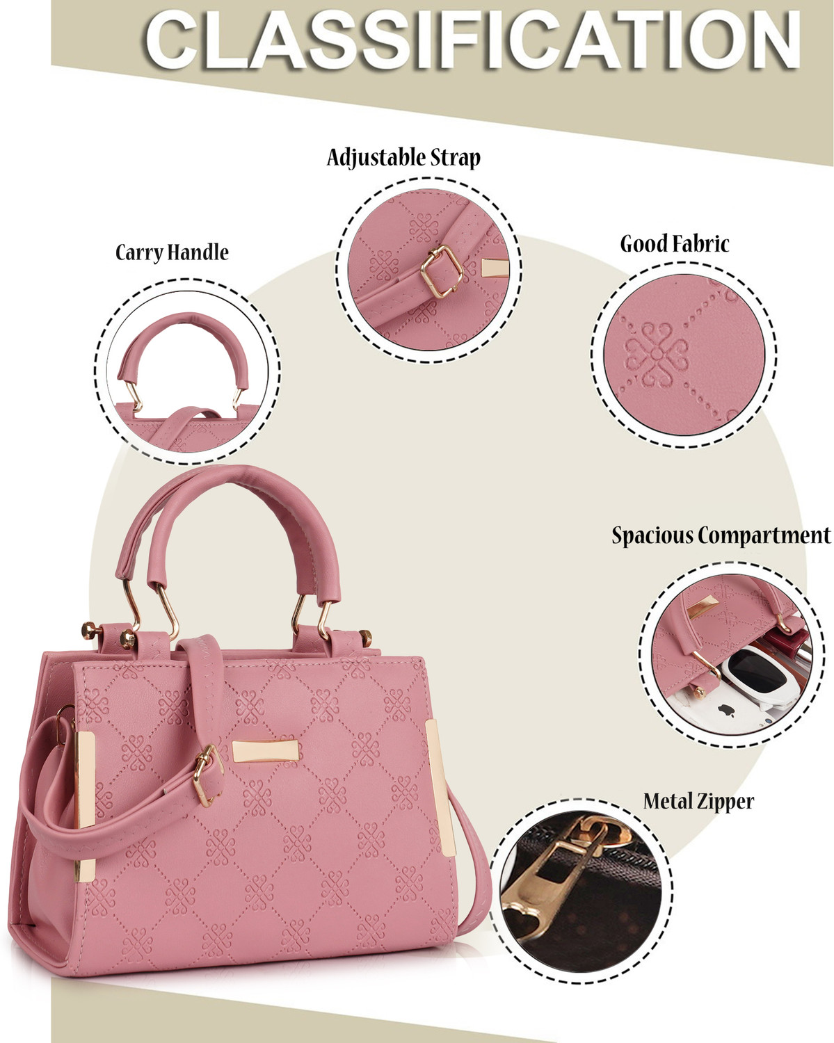 Image of Lady Quinton Women Pink, Multicolor Handbag