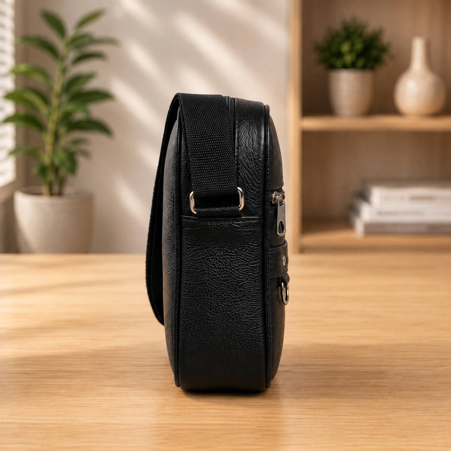 ATEEF Black PU Leather Crossbody Sling Bag - Image 3