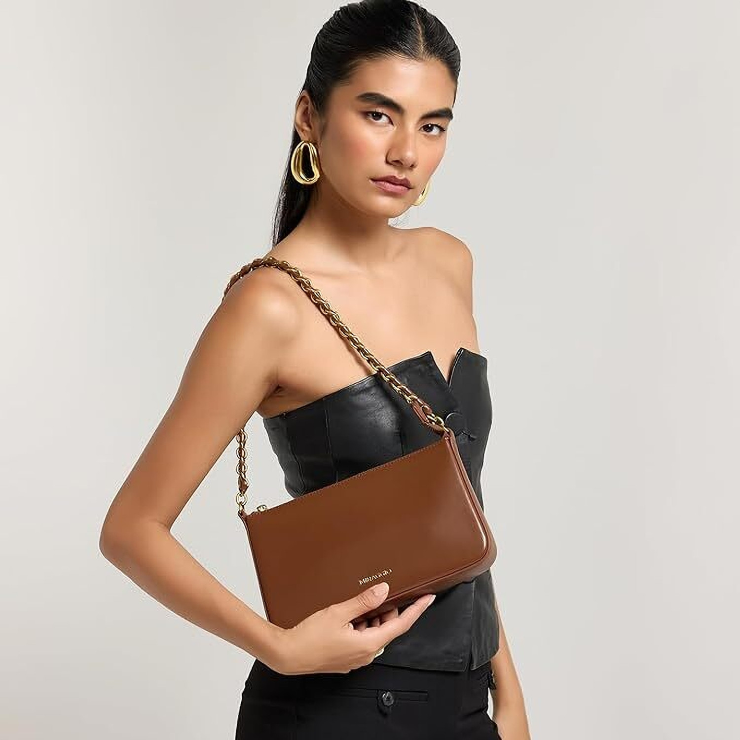 Image of Miraggio Women Brown Shoulder Bag