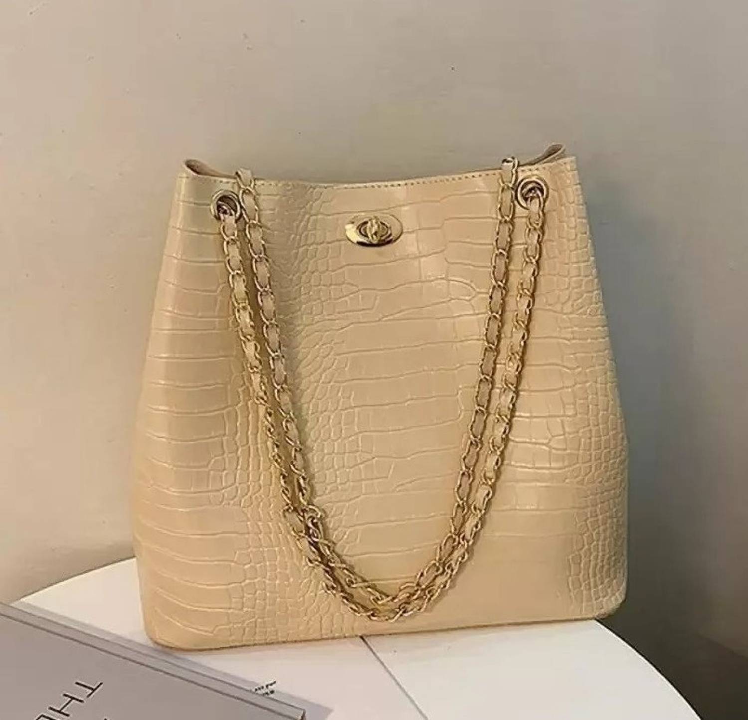 aesthetic Women Beige Handbag
