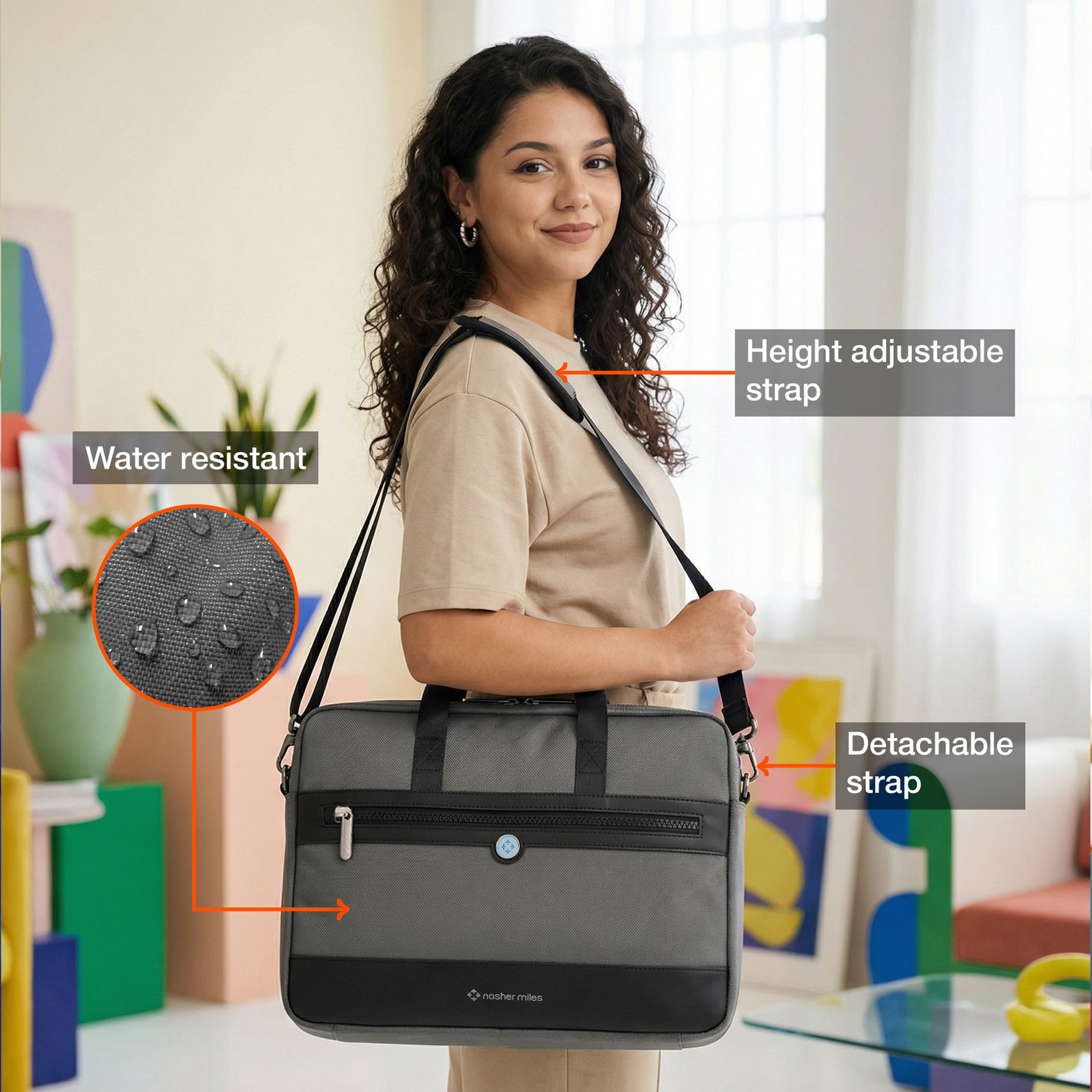 Image of NASHER MILES Men & Women Grey Messenger Bag