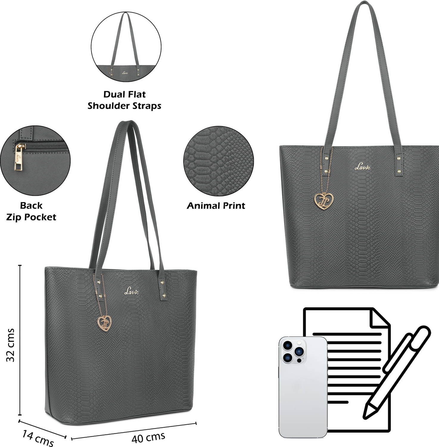 Image of LAVIE Women Grey Tote