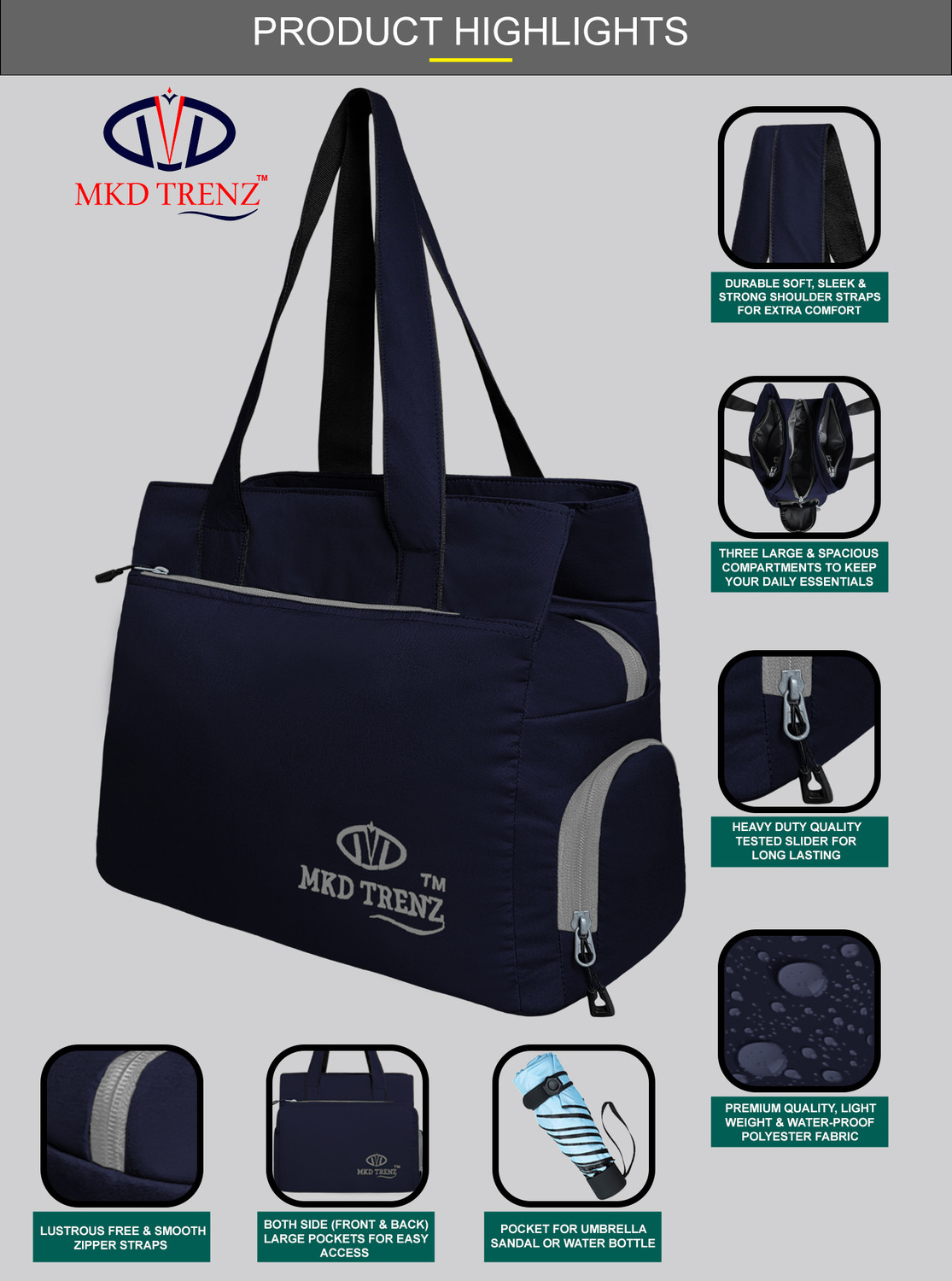 Image of MKD TRENZ Women Blue, Grey Shoulder Bag