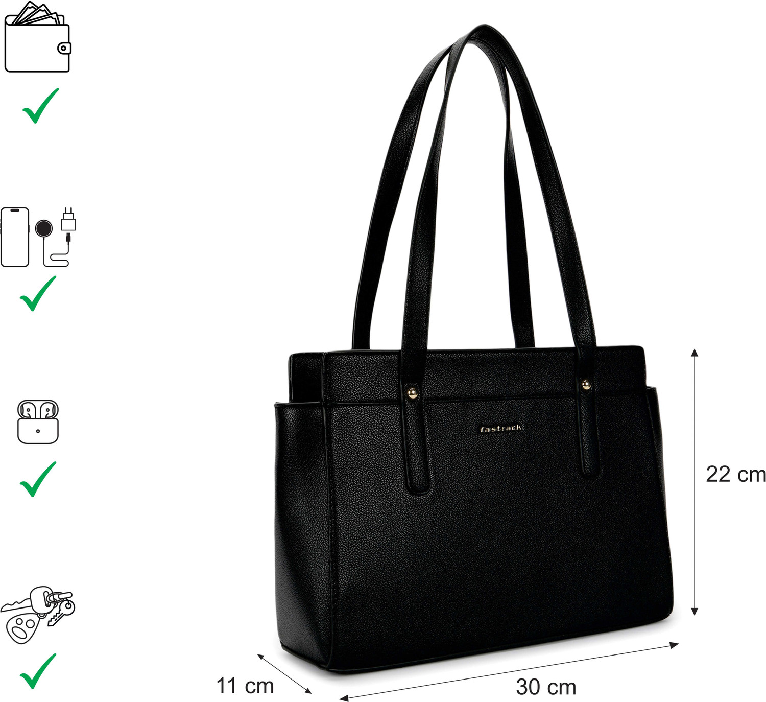 Image of Fastrack Women Black Shoulder Bag