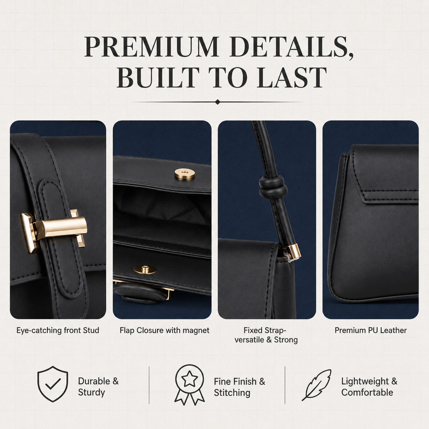 Image of santorini Black Sling Bag Side bag for women , Stylish bag