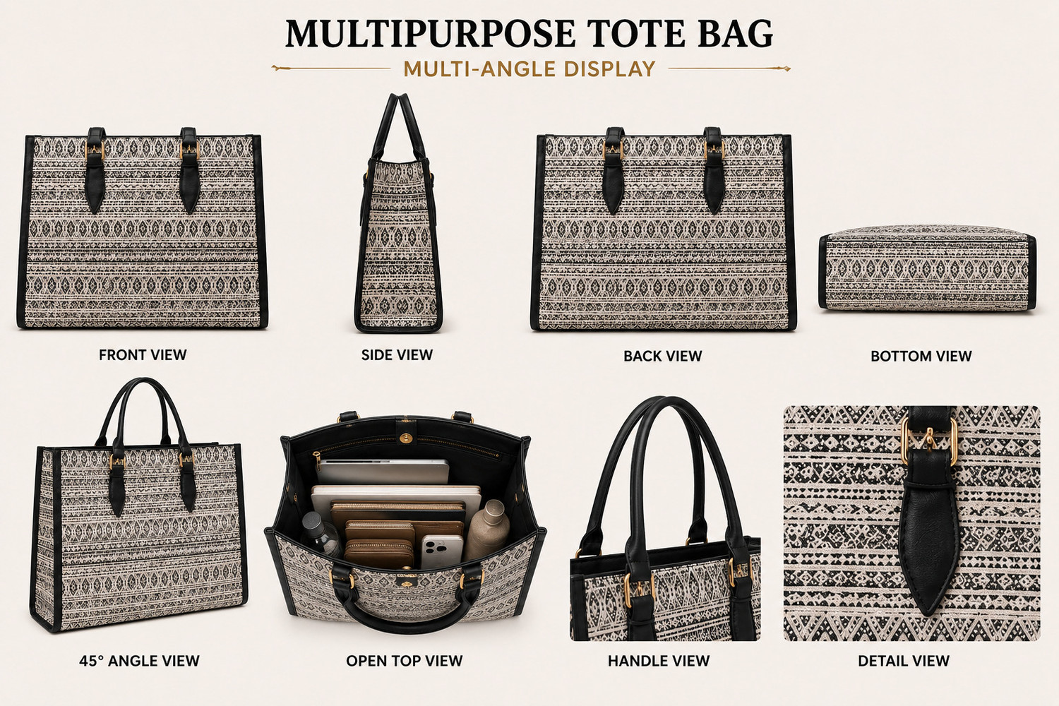 Image of trendzara Women Beige, Black Handbag