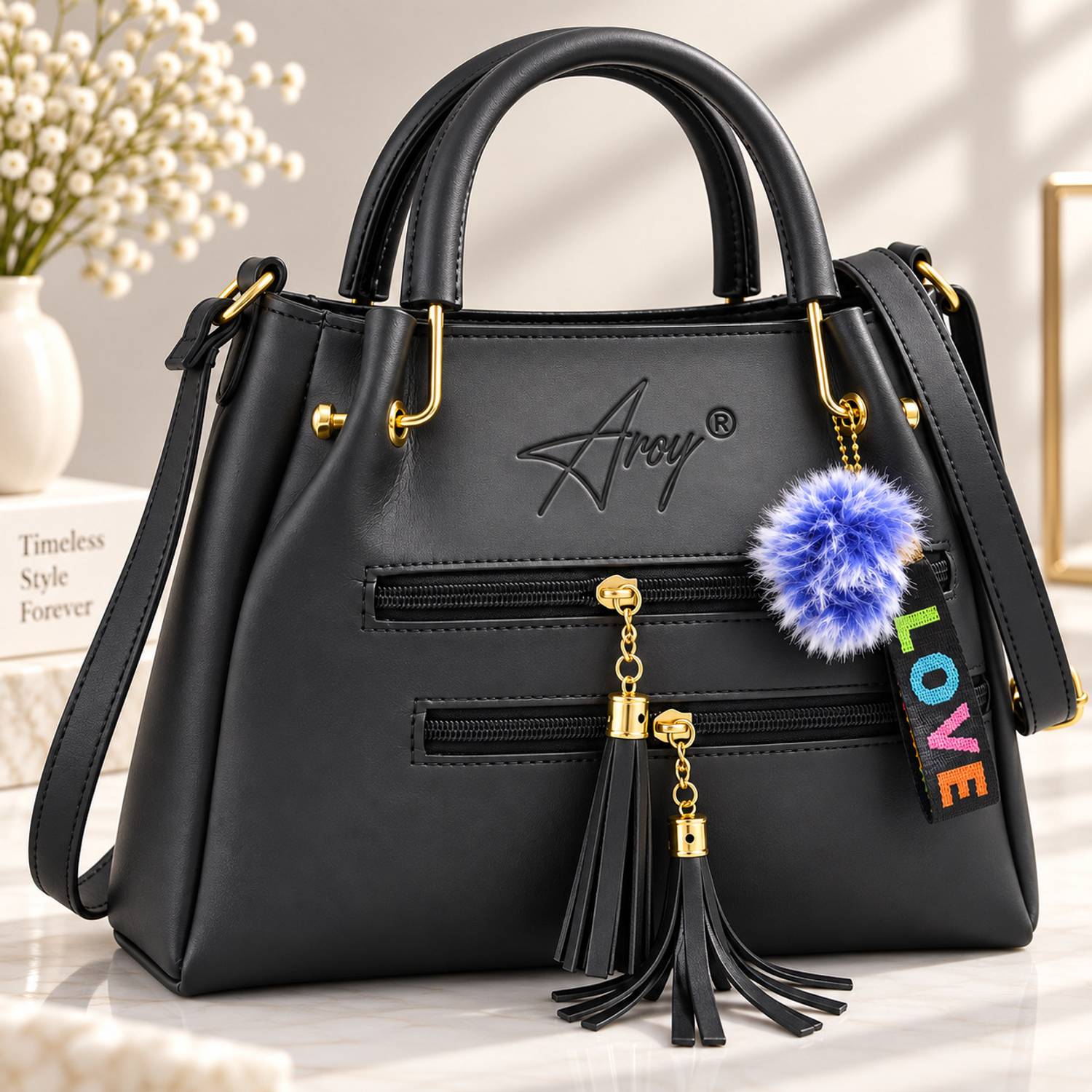 Aroy Women Black Handbag